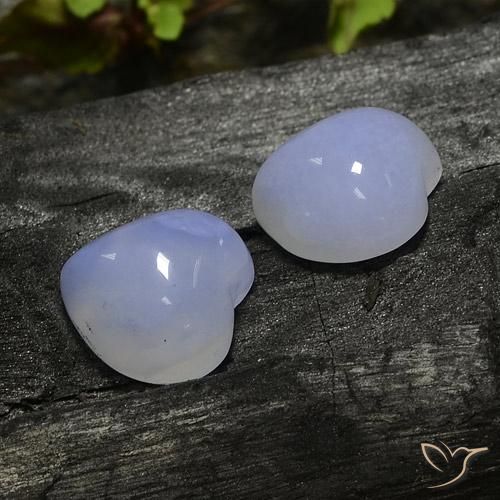 13.37ctw Naturel Violet royal léger Calcédoine, Cœur, Translucide