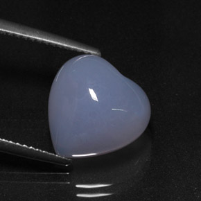 Calcédoine bleue naturelle forme de coeur, 7,02 ct, translucide