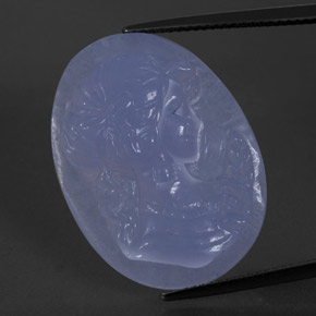 Calcédoine bleue naturelle transparent, 24,86 ct, transparent / translucide
