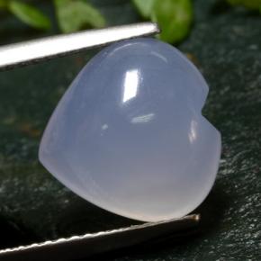 Calcédoine bleue naturelle forme de coeur, 5,51 ct, translucide