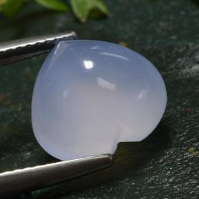 Calcédoine bleue naturelle forme de coeur, 5,51 ct, translucide