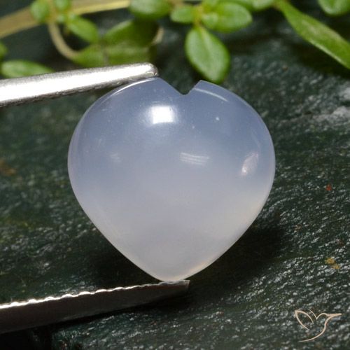 3.16ct Naturel Violet clair bleuâtre Calcédoine, Cœur, Translucide