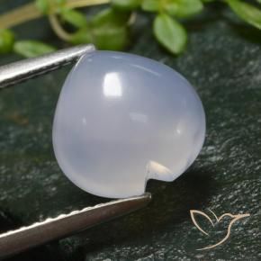 Calcédoine Violet clair bleuâtre naturelle Cœur, 3.16 ct, Translucide