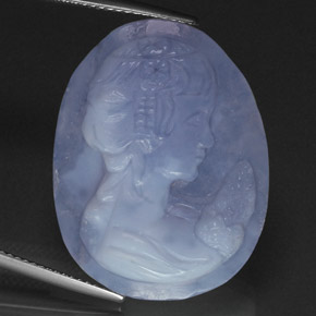 Calcédoine bleue naturelle transparent, 28,00 ct, transparent / translucide