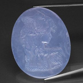 Calcédoine bleue naturelle transparent, 53,37 ct, transparent / translucide