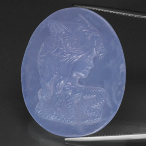 Calcédoine bleue naturelle transparent, 53,37 ct, transparent / translucide