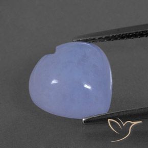Calcédoine Violet Bleu naturelle Cœur, 3.63 ct, Transparent / Translucide
