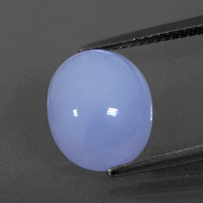 Calcédoine bleue naturelle coupe ovale, 4,96 ct, translucide
