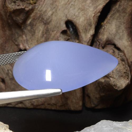 Calcédoine bleue naturelle en forme de poire, 36,25 ct, translucide