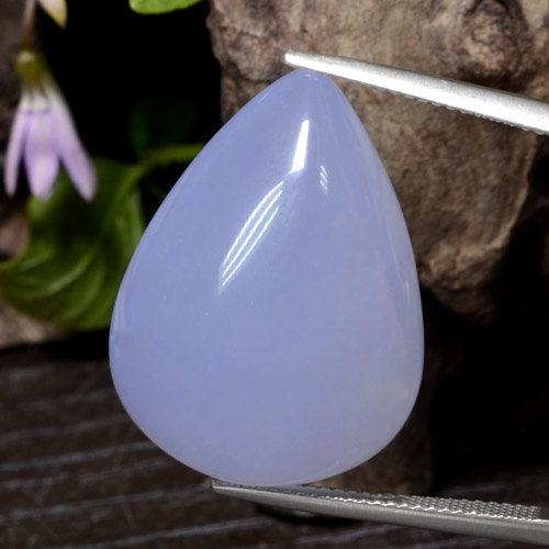 Calcédoine bleue naturelle en forme de poire, 33,78 ct, translucide