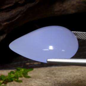 Calcédoine bleue naturelle en forme de poire, 34,26 ct, translucide
