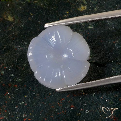 8.75ct Naturel Bleu clair Calcédoine, Taille Fleur, Translucide