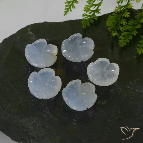 24.85ctw Naturel Bleu violacé léger Calcédoine, Taille Fleur, Translucide