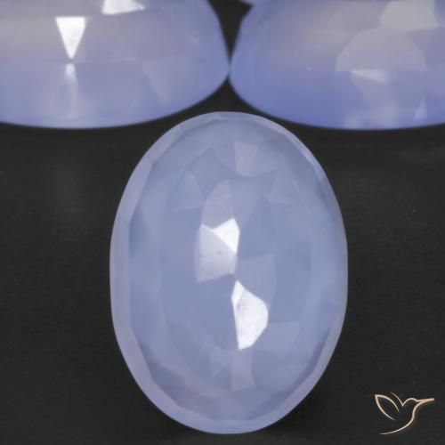 Calcédoine Bleu violacé naturelle ovale, 5.57 ct, Translucide