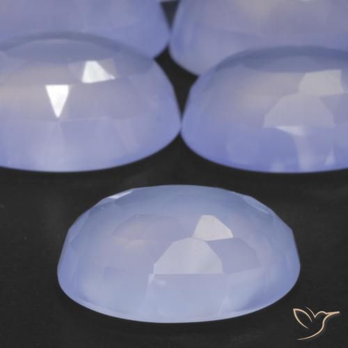 Calcédoine Bleu violacé naturelle ovale, 5.57 ct, Translucide