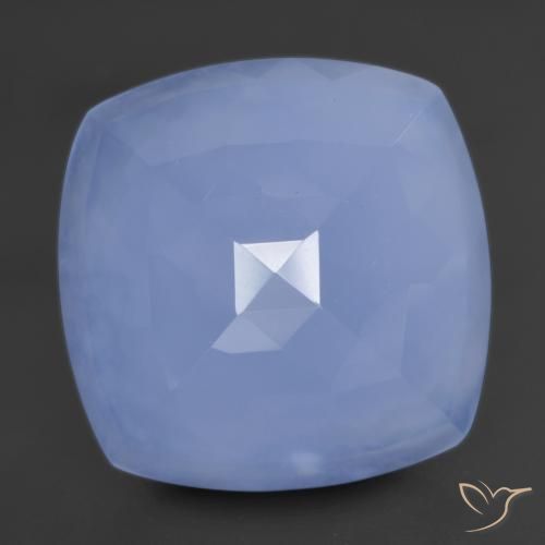 Calcédoine Bleu violacé naturelle Coupe coussin, 13.44 ct, Translucide