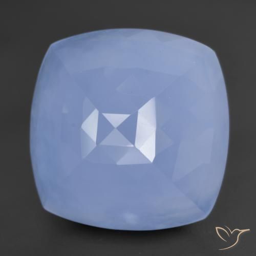 Calcédoine Bleu violacé naturelle Coupe coussin, 13.44 ct, Translucide