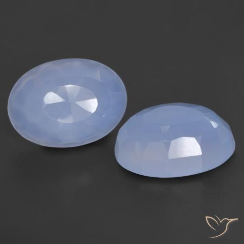 11.06ctw Naturel Bleu violacé Calcédoine, ovale, Translucide