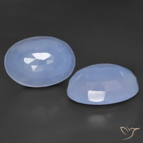 11.14ctw Naturel Bleu violacé Calcédoine, ovale, Translucide
