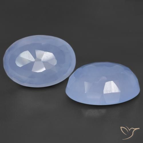 11.62ctw Naturel Bleu violacé Calcédoine, ovale, Translucide