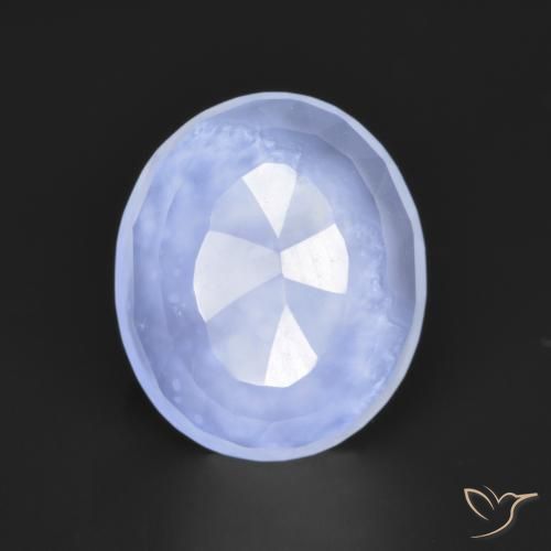 Calcédoine Bleu violacé léger naturelle ovale, 2.81 ct, Translucide