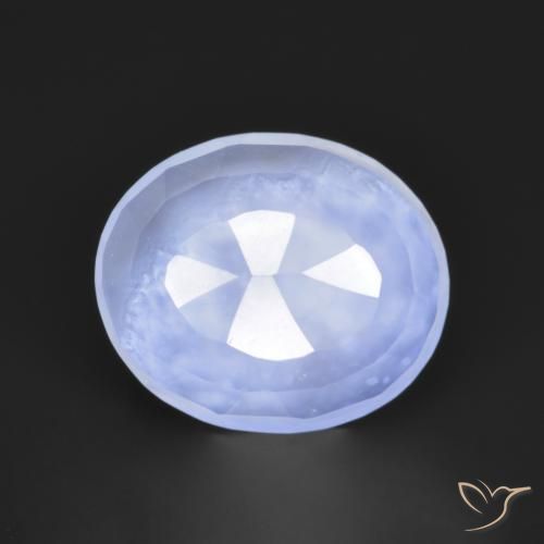 Calcédoine Bleu violacé léger naturelle ovale, 2.81 ct, Translucide