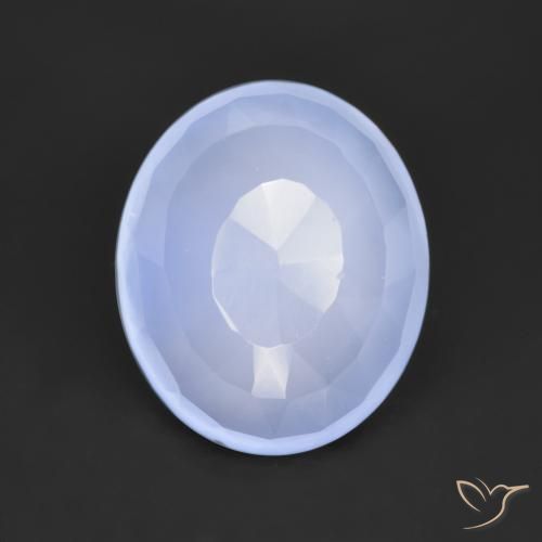 Calcédoine Bleu clair naturelle ovale, 3.26 ct, Translucide