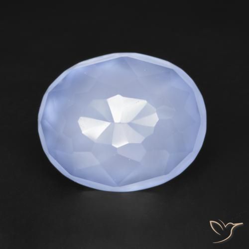 Calcédoine violet bleu naturelle coupe ovale, 3,19 ct, translucide