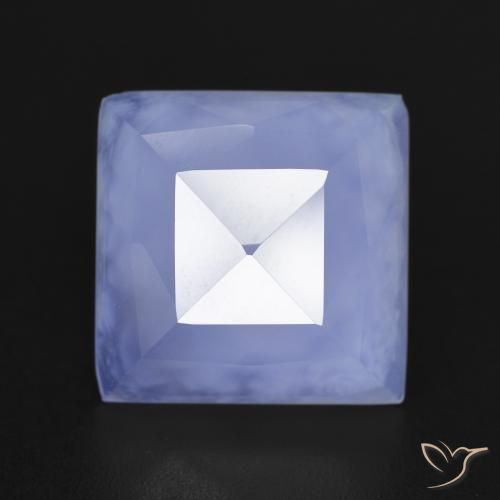 Calcédoine Bleu violacé naturelle Carré, 6.90 ct, Translucide