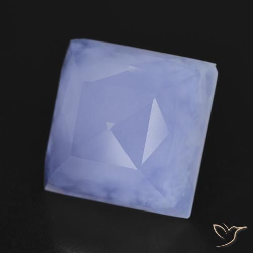 Calcédoine Bleu violacé naturelle Carré, 6.90 ct, Translucide