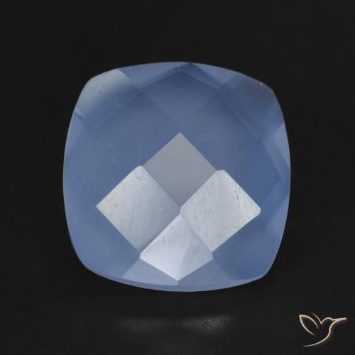Calcédoine Bleu violacé naturelle Coussin, 5.21 ct, Translucide