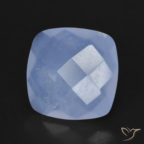 Calcédoine Bleu violacé naturelle Coussin, 4.73 ct, Translucide