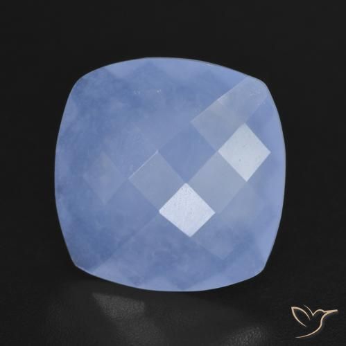 Calcédoine Bleu violacé naturelle Coussin, 4.91 ct, Translucide