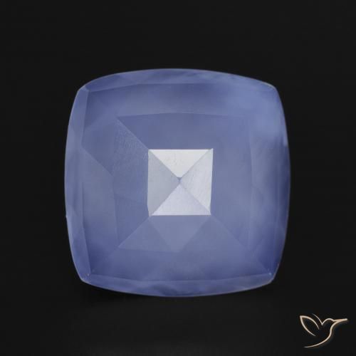 5.59ct Naturel Bleu violacé Calcédoine, Coussin, Translucide
