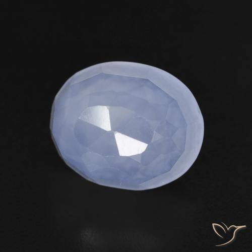 Calcédoine Bleu violacé naturelle ovale, 3.82 ct, Transparent
