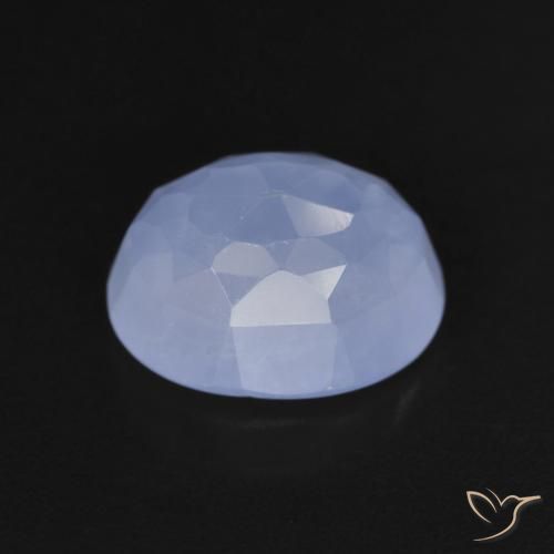 Calcédoine Bleu violacé naturelle ovale, 3.82 ct, Transparent