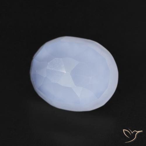 Calcédoine Bleu violacé naturelle ovale, 3.42 ct, Transparent