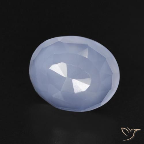 Calcédoine Bleu violacé naturelle ovale, 3.62 ct, Transparent