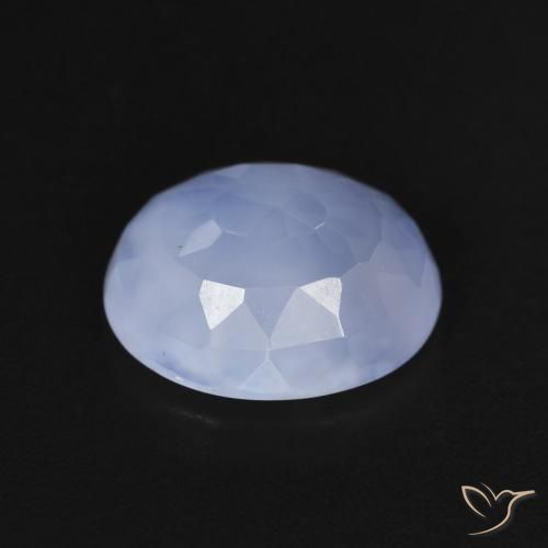 Calcédoine Bleu violacé naturelle ovale, 3.18 ct, Transparent