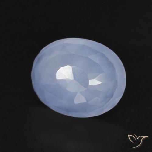 Calcédoine Bleu violacé naturelle ovale, 3.65 ct, Transparent