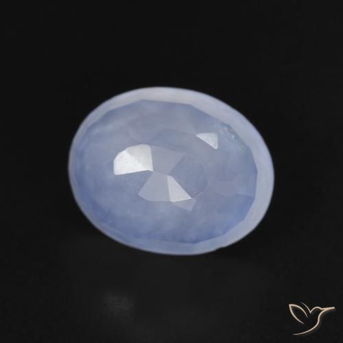 Calcédoine Bleu violacé naturelle ovale, 2.84 ct, Transparent