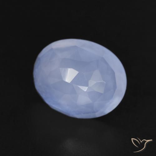 Calcédoine Bleu violacé naturelle ovale, 2.67 ct, Transparent