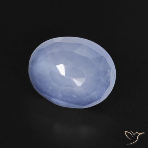 Calcédoine Bleu violacé naturelle ovale, 2.34 ct, Transparent