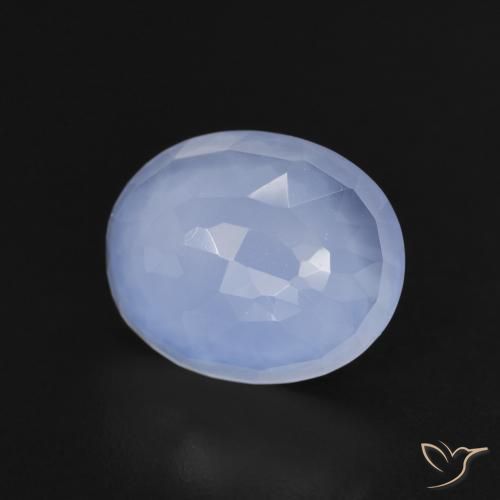 Calcédoine Bleu violacé naturelle ovale, 2.96 ct, Transparent