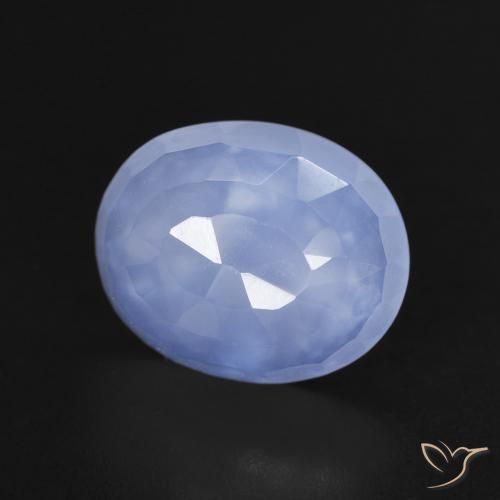 Calcédoine Bleu violacé naturelle ovale, 3.32 ct, Transparent