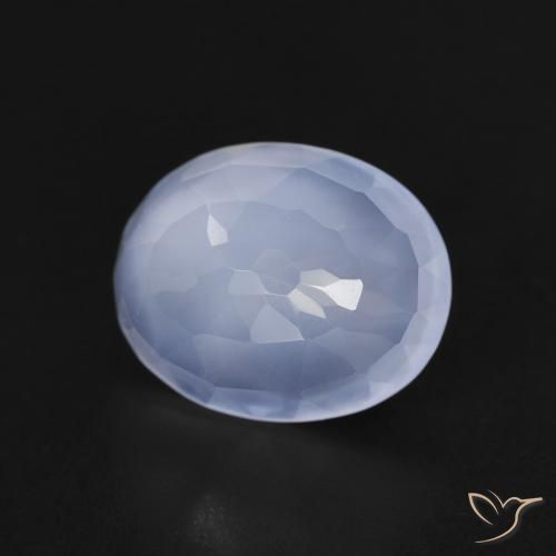 Calcédoine Bleu violacé naturelle ovale, 2.52 ct, Transparent