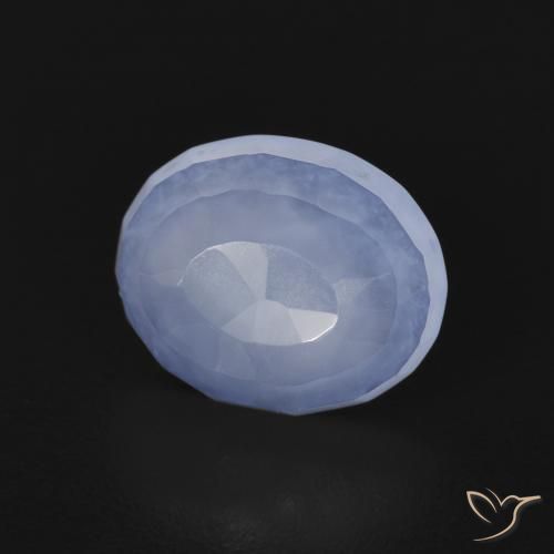 Calcédoine Bleu violacé naturelle ovale, 2.36 ct, Transparent