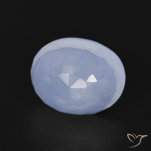 Calcédoine Bleu violacé naturelle ovale, 3.00 ct, Transparent