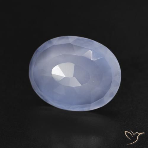 Calcédoine Bleu violacé naturelle ovale, 2.54 ct, Transparent