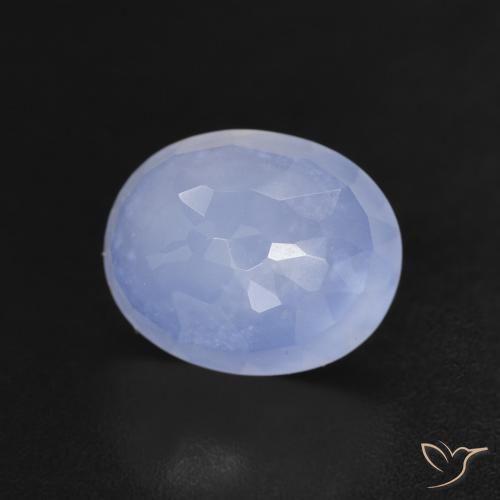 Calcédoine Bleu violacé naturelle ovale, 2.67 ct, Transparent